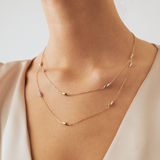 Double Layered Chain Necklace in 14K Solid Gold