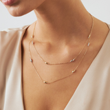 Double Layered Chain Necklace in 14K Solid Gold