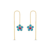 Aquamarine Daisy 14 Ayar Altın Kadın Küpe