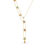 Pırlanta Taşlı Flower 14 Ayar Altın Kadın Kolye