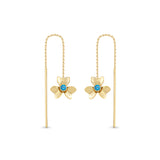 Blue Sapphire Daisy 14 Ayar Altın Kadın Küpe