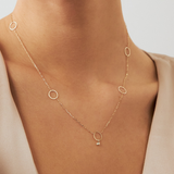 Multi Circle Station Diamond Necklace in 14K Solid Gold