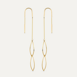 Oval Dangle Threader Earrings in 14K Solid Gold