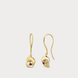 Ruby Diamond Hook Earrings in 14K Solid Gold