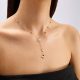 Flower Tassel Pırlanta Taşlı 14 Ayar Altın Kadın Kolye