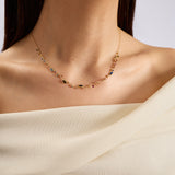 Rainbow Cluster 14 Ayar Altın Kadın Kolye