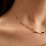 Rainbow Cluster 14 Ayar Altın Kadın Kolye