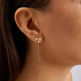 Blue Sapphire Daisy 14 Ayar Altın Kadın Küpe