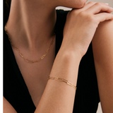 Paper Clip Chain Bracelet in 14K Solid Gold