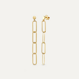 Paperclip Dangle Drop Earrings in 14K Solid Gold