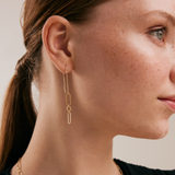 Paperclip Oval Link  Earrings in 14K Solid Gold
