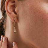 Paperclip Threaser Earrings in 14K Solid Gold