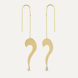 Question Mark Threader Earrings in 14K Solid Gold