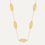 Oval Station Lariat Necklace in 14K Solid Gold