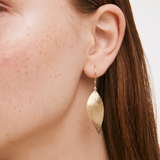 Hammered Leaf Hook Earrings in 14K Solid Gold
