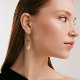 Hammered Leaf Hook Earrings in 14K Solid Gold