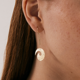 Threader Hammered Wave Earrings in 14K Solid Gold