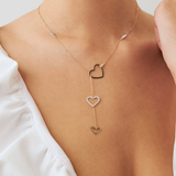 Triple Intertwined Heart Necklace in 14K Solid Gold