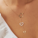 Triple Intertwined Heart Necklace in 14K Solid Gold