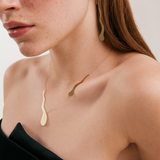 Wave Pendant Chain Necklace in 14K Solid Gold