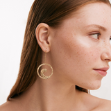 Hammered Wave Threader Earrings in 14K Solid Gold