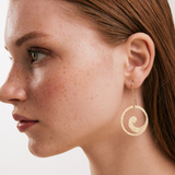 Hammered Wave Threader Earrings in 14K Solid Gold