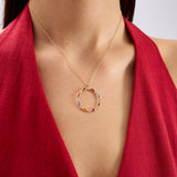 Pırlanta Taşlı Multicolor 14 Ayar Altın Kadın Kolye