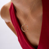 Pırlanta Taşlı Multicolor 14 Ayar Altın Kadın Kolye