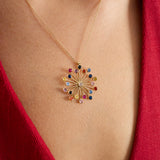 Pırlanta Taşlı Popcorn 14 Ayar Altın Kadın Kolye