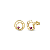 Ruby Circle Earrings in 14K Solid Gold