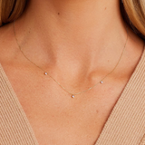 Pink Quartz Trio 14 Ayar Altın Kadın Kolye