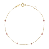 Pink Quartz 14 Ayar Altın Kadın Bileklik