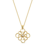 Layer Flower Pırlantalı 14 Ayar Altın Kadın Kolye