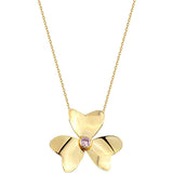 Pink Quartz Clover 14 Ayar Altın Kolye